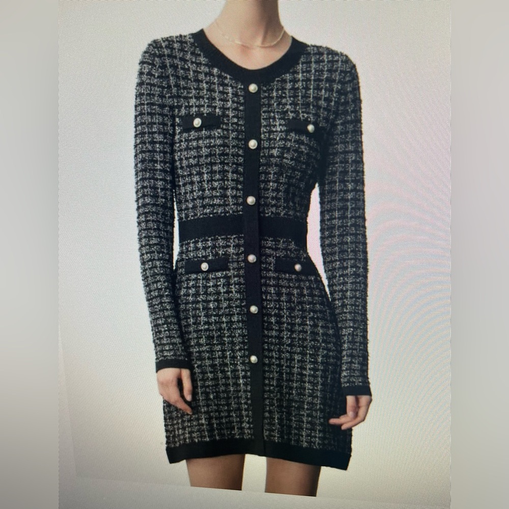 Tweed Knitted Sweater Dress